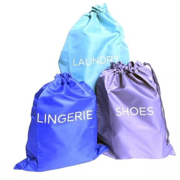 French Toast 3 piece Drawstring Travel Bag Set (Laundry, Shoes, Lingerie) New - Picture 2 of 4